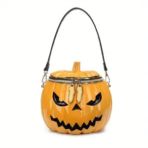 Halloween Pumpkin Purse for Women, Two Shoulder Straps & Slider Colorway Design, Unique Halloween-Themed Handbag Accessory