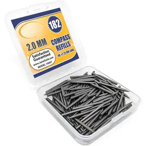 144 Compass Refills, 2.0 mm HB #2 Lead Refills, 25 mm Length,  Point, Break Resistant Lead/Graphite