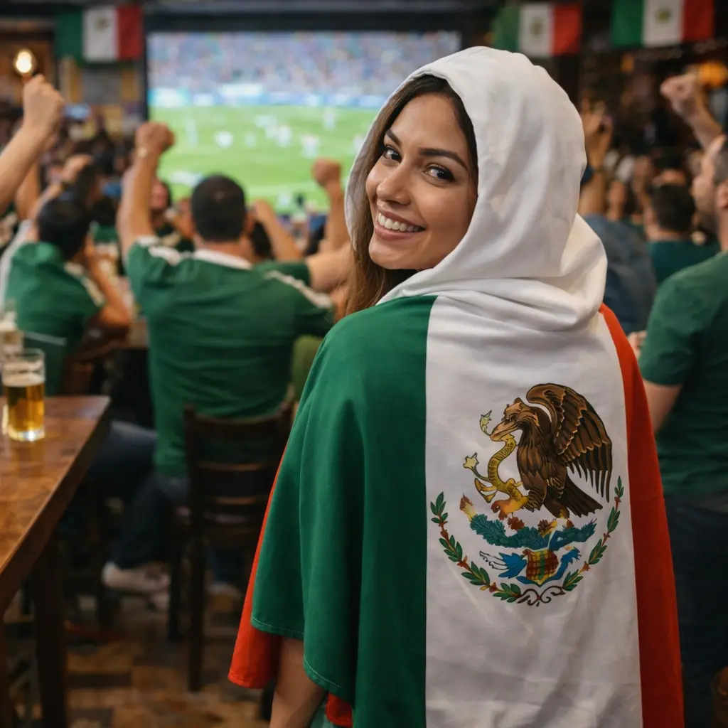 Mexico Soccer Fan Flag Cape With Hood | Stadium Wearable Flag | One Size