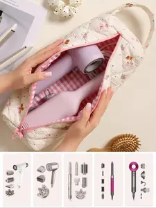 2-in-1Large Cosmetics Organizer  Heatproof Tote Dryer Case / Bag / Pouch Hair Dryer Storage Case Travel Organizer (for Styling Tools) Polyester Padded  Shockproof  Nylon Foldable for Travel and Home Makeup Storage Bag Travel Cosmetic Bags