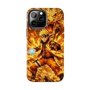 Golden Flame Anime Dragon Phone Case - Fiery Chakra Ninja Phone Case - Phone Cover for iPhone 7-17 Pro Max / for Samsung S21-S25 Ultra