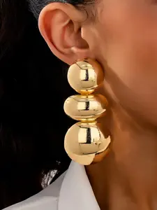 Women's Boho Style Geometric Oval Stud Earrings, Large Metal Texture Piercings for Daily Wear, Perfect for Holidays and Gifts, Stud Earrings Jewelry