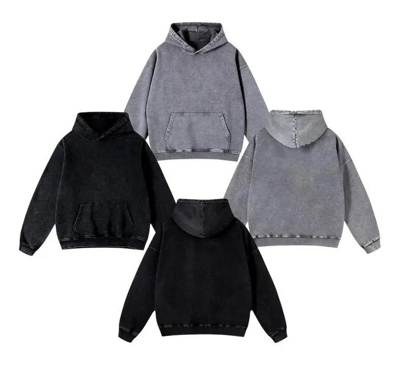 2 Pack Acid Wash Hoodie Oversized Vintage Hoodie Unisex Heavy Weight Hoodie Distress Hoodies for Men Women Couples