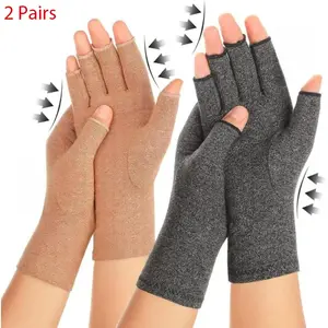 2 Pairs Fingerless Arthritis Compression Gloves for Men Women, Carpal Tunnel Pain Relief Gloves, Improve Blood Circulation for Typing, Work, Gardening & Daily Outdoor Activities