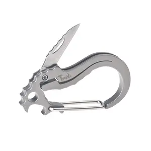 Sea-horse Style Aluminum Alloy Pocket Knife with Bottle Opener and Clip, EDC Palm Sized Small Knife for Daily Use and Gifts