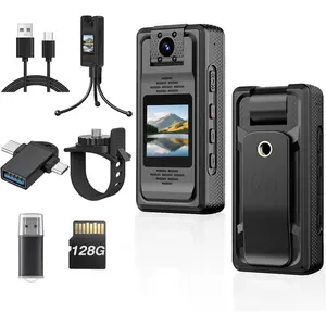 Camera with Audio and Video Recording, 128GB Mini  Camera with 180? Rotating Lens, 10HR  & Night Vision, Wearable Bodycam for Cycling, Traveling, Vlogging,  Law Enforcement