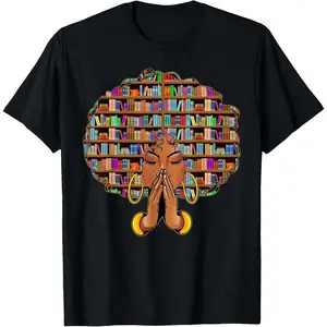 Black History Month Afro Women Girls Book Lover Librarian T-Shirt Outfits Fabric