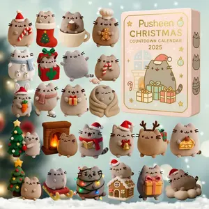 Pusheen Christmas Advent Calendar 2025 Cute Cat Ornament Set Holiday Countdown Kawaii Gift for Cat Lovers