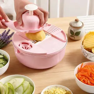 1PC 12-in-1 Multifunctional Vegetable Cutter Manual Slicer Shredder Grater Kitchen Tool for Potato Carrot 2 Styles Available