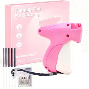 Stich Gun Stitchy Quick Clothes Fixer Gun, Blue, Sewing Tagging Tool with 1000, 6 Needles & Seam Ripper for Clothing Repair (Pink)