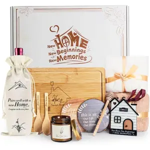 11 Pcs House Warming Gift Basket for New Home Closing Gifts for Home Buyers Couples Women New Apartment Homeowners