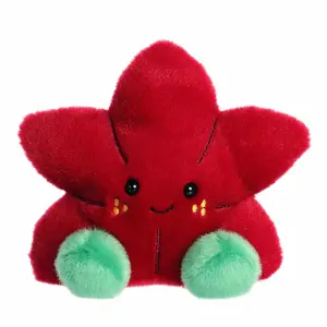 Palm Pals Festive Carmine Poinsettia 5 inch Red Mini Soft Plush Collectable Stuffed Animal