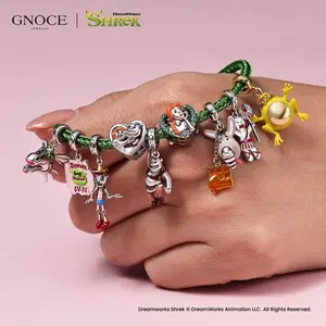 GNOCE Shrek Collab Charms fit Bracelets Necklaces Shrek Fiona Silver Charm for Women, S925 Sterling Silver Dangle Charms for Women Wife, Valentine‘s Day, Mother’s Day Jewelry