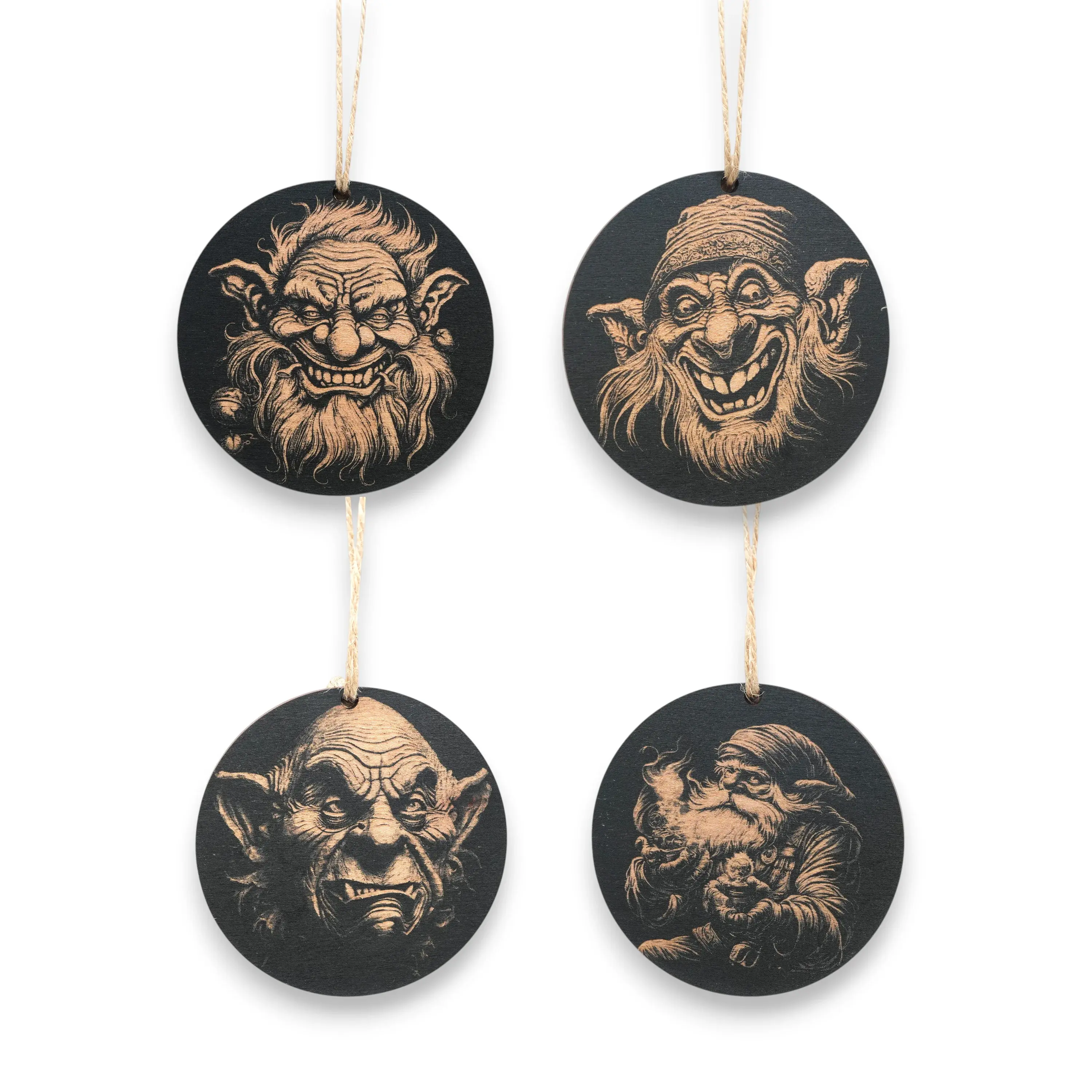 Ornament - Black - Gnomes - Set of 4