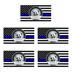 5-Pack Anti-Collision Stickers Thin Blue Line Code 4, Support First Responders, Humanitarian Badge Design, Perfect Gift for Law Enforcement Lovers, Universal Car Sticker