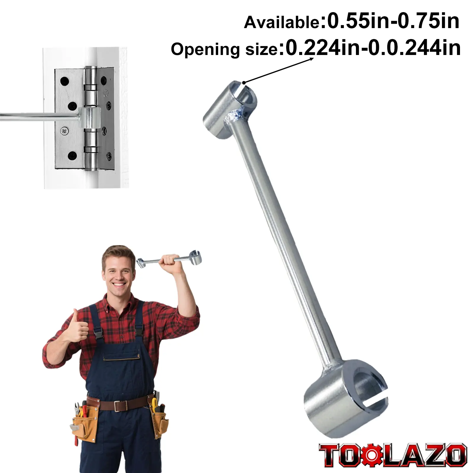 Hinges Gap Adjusting Wrench, Door Hinge  Tool, Upgraded Steel Double-ended Door Hinge  Wrench, Heavy-duty Door Hinge Adjustment Tool for Standard Round Bolts (0.315-0.75in) drive socket adapter universal extension multi-functional pipe 14-in-1 faucet