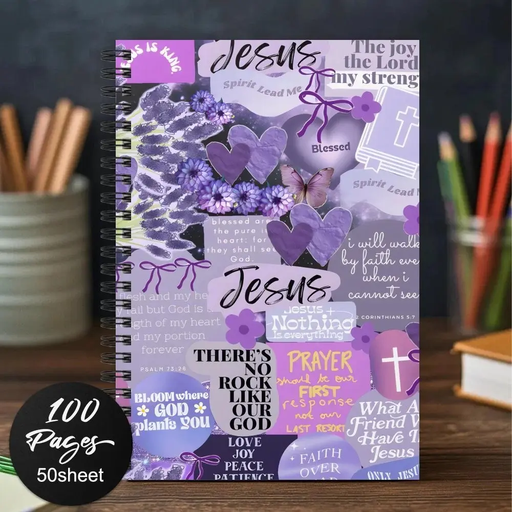 Christian Bible Verse Spiral Notebook, Devotional Notebook, Inspirational Spiritual Religious Journal with Floral Butterfly Design, Theme Diary for Women, Bible Study Supplies, Journals For Writing