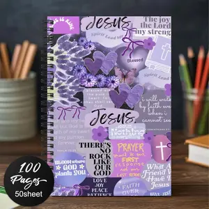 Christian Bible Verse Spiral Notebook, Inspirational Religious Journal with Floral Butterfly Design, Theme Diary for Women
