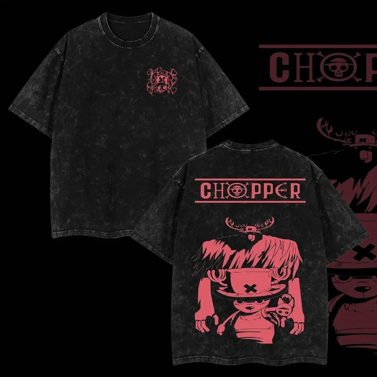 One Piece Chopper Vintage Unisex Oversize Anime Manga Acid Washed T-shirt, graphic tee,anime merch fan, outfits men YKQ