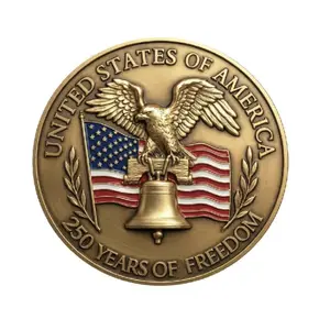 USA 250th Anniversary Eagle Coin, Independence 1776–2026 Metal Collectible Token, Patriotic Vintage Souvenir Gift for History Fans, Coin Enthusiasts