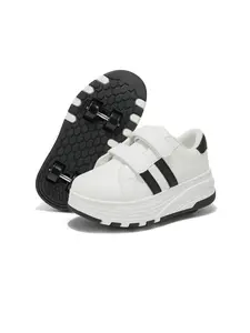 Kids Four-Wheel Roller Skates, Adjustable Inline Skates, High-Style Reflective Stripes, Waterproof Leather, Versatile Casual Shoes, Shoes with Wheels