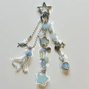 Sea Star Keychain Y2K Blue Jellyfish Keychain