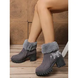 Women’s high-top winter hiking boots, warm fleece-lined, waterproof and non-slip, lace-up outdoor shoes, casual fall and winter footwear, safety hiking boots