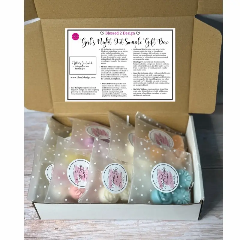 8 Bags (5) Count Shapes Wax Melts Gift Sample Box with Assorted Fragrances for Aromatic Delight