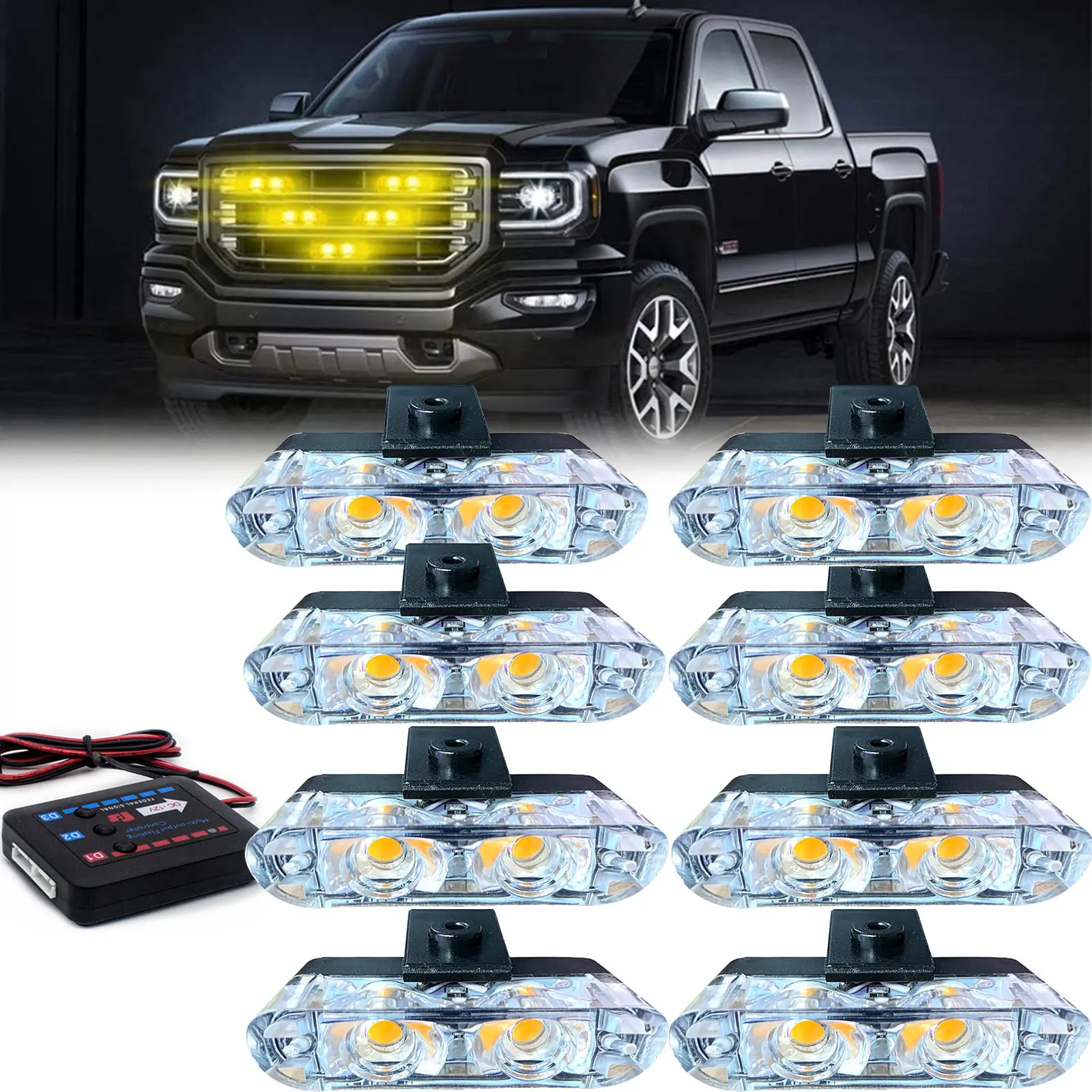 2LED 8pcs LED Surface Mount Grille Light, Network Light DC12V, Easy Installation LED light Bar