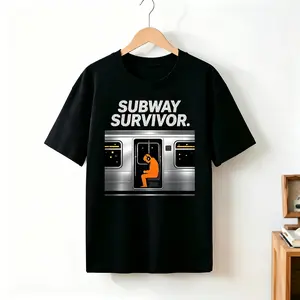 Subway Survivor Commuter  T-Shirt, Urban Train Car Casual Streetwear Cotton  for Daily Commute graphic tees
