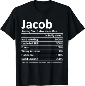 JACOB Nutrition Funny Birthday Personalized Name Gift Idea T-Shirt Graphic tees