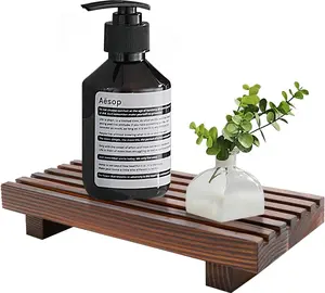 Small Kitchen Sink Soap Tray for Counter Wooden Risers Stand Modern Farmhouse Wood Pedestal Soap Dish Dispenser Holder Bathroom Decor Countertop Vanity Counter Decorative Tray