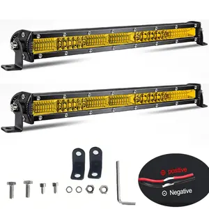 Slim Amber LED Light Bar 20 Inch 156W Single Row Spot Flood Combo Fog Driving Work Lighting Roof Bumper Lamp Offroad for 4x4 Trucks SUV ATV UTV