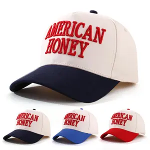 Vintage American Honey Trucker Hat - Distressed Embroidered Baseball Cap, Adjustable Fit for Outdoor Adventures & 4th of July Celebrations