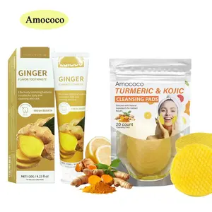 Amococo Turmeric Cleansing Kit for Hydrating & Comfort Facial Care: Cleanser with Turmeric, Mint Toothpaste & Cleansing Towelettes