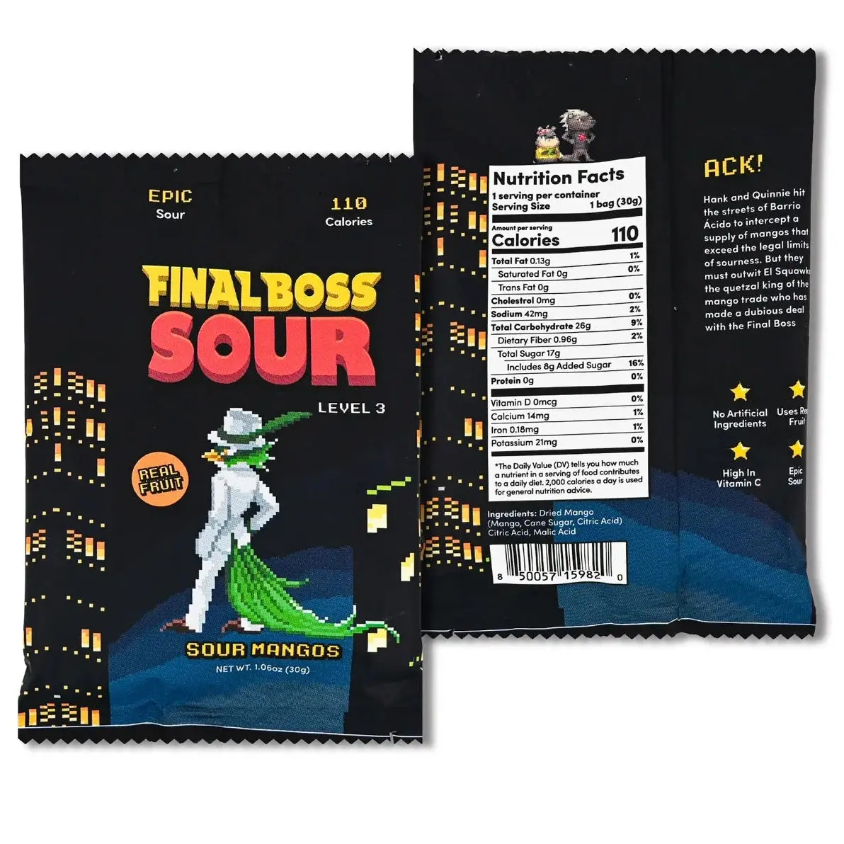 Final Boss Level 3 - Dried Sour Mango Bite-Sized Candy, Tasty Treat for Candy Lovers, Sour Flavored Candy, Mega Sour Candy