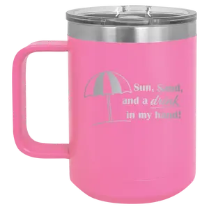 Sun Sand Drink in Hand 15 oz Mug | Pink