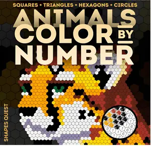 100 QUEST Color By Number: Squares + Triangles + Hexagons + Circles (BLACK backgrounds): color quest activity book for adults Comfy Days