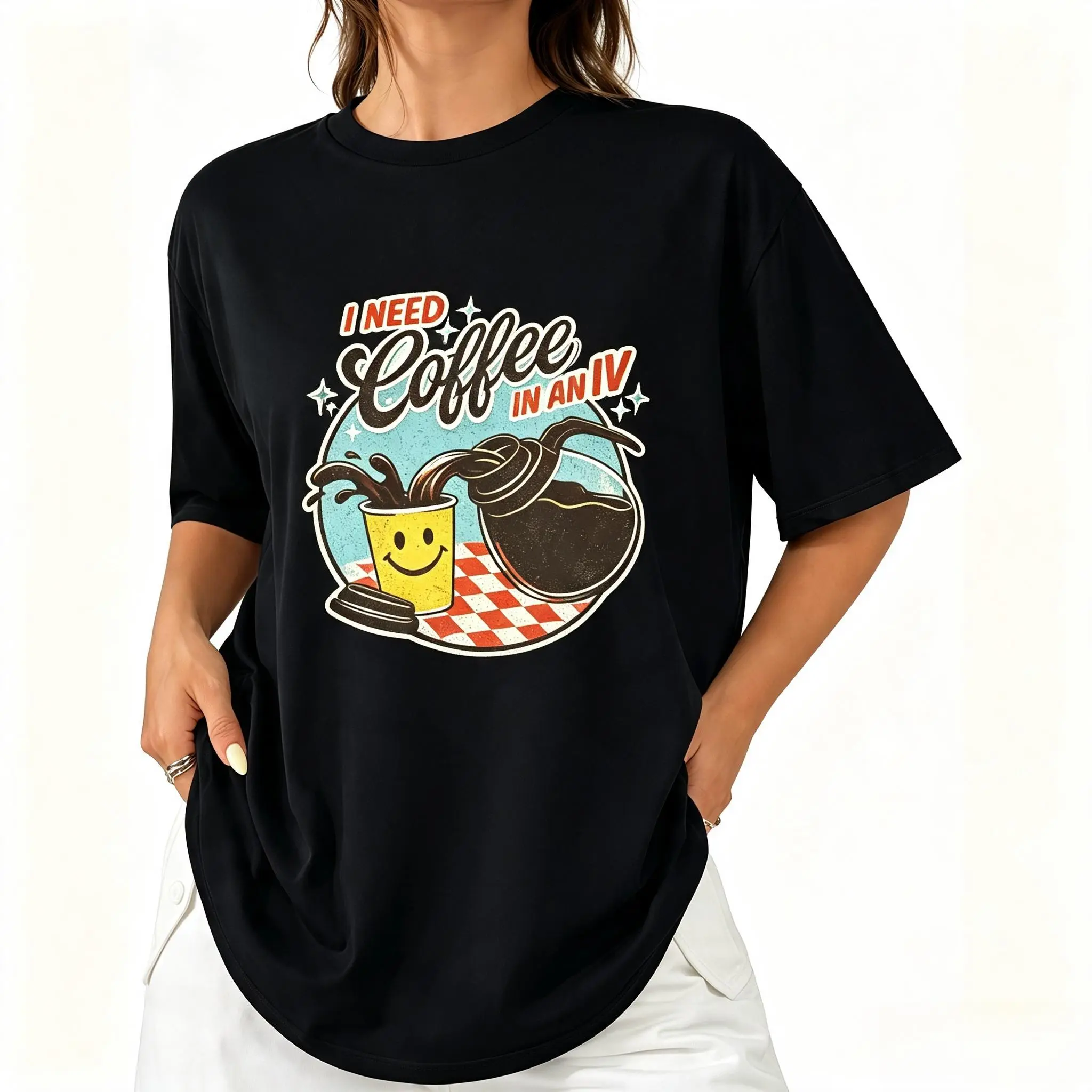 I Need Coffee in an IV Shirt | Funny Coffee Lover Tee | Coffee Shirt | Caffeine Graphic Tee | Cute Coffee Lover Gift