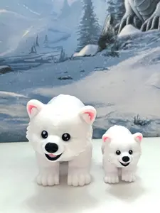 2pcs 3D Printed Polar Bear, Full Articulated Mother and Child Bear, Cute Arctic-Inspired Animal Toy, Stress Relief Fidget Toy, Desk Decor