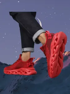 Large Size Couples' Unisex Sneakers, Textile Above Ankle Casual Shoes, Plain Pattern Phylon Sole, Men's Flyknit Mesh Bottom Athletic Footwear
