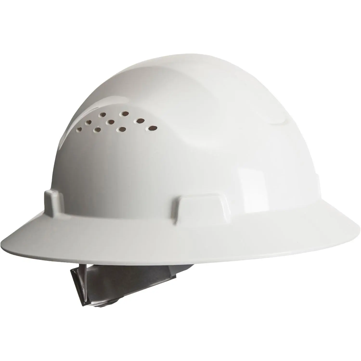 Full Brim Vented Hard Hat, HDPE Work Safety Equipment for Construction with Adjustable Ratchet Suspension and 4-Point Chin Strap