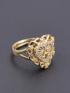 Hollow Out & Heart & Letter Design Cuff Ring, Fashion Accessories for Women & Men, Trendy All-match & Exquisite Jewelry for Birthday Gift