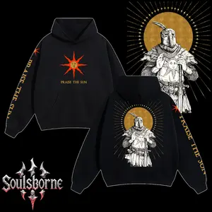 [Soulsborne Style] Vintage Solaire of Astora Praise the Sun 2.0 - Dark souls Unisex Hoodie, Soulsborne Gaming Apparel, Game Shirt, Video Game Clothes, Boy Merch, Gift For Him, Gift For Her, Soulslike Streetwear