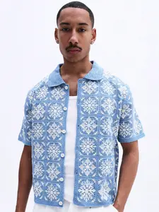 Men’s shirts - Men Crochet Short Sleeve Shirt Boxy Fit Button Front Summer Beach Casual vacation clothes summer men clothes summer outfits men's clothing male clothing clothes for men summer mens clothing spring and summer clothes male clothes Menswear