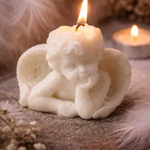 Cherub Angel Wax Candle - Fragrance Room Scent Freshener with Light, Non-Toxic, for Peace & Healing - Decorative Home Decor Supply