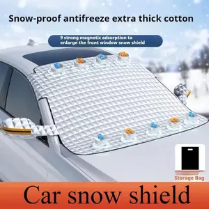 Thick Car Snow Cover with 9 Strong Magnets, Universal Windshield Sunshade for All Seasons, Sunshade for Car Outside, UV Protection, Durable Fixing Device