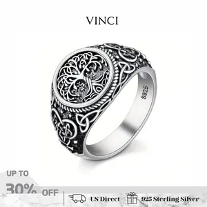 925 Sterling Silver Tree of Life Ring Vintage Unique Celtic Knot Thumb Ring with Blessing Faith Jewelry Pagan Jewelry Suitable for Men and Women Holiday Gift