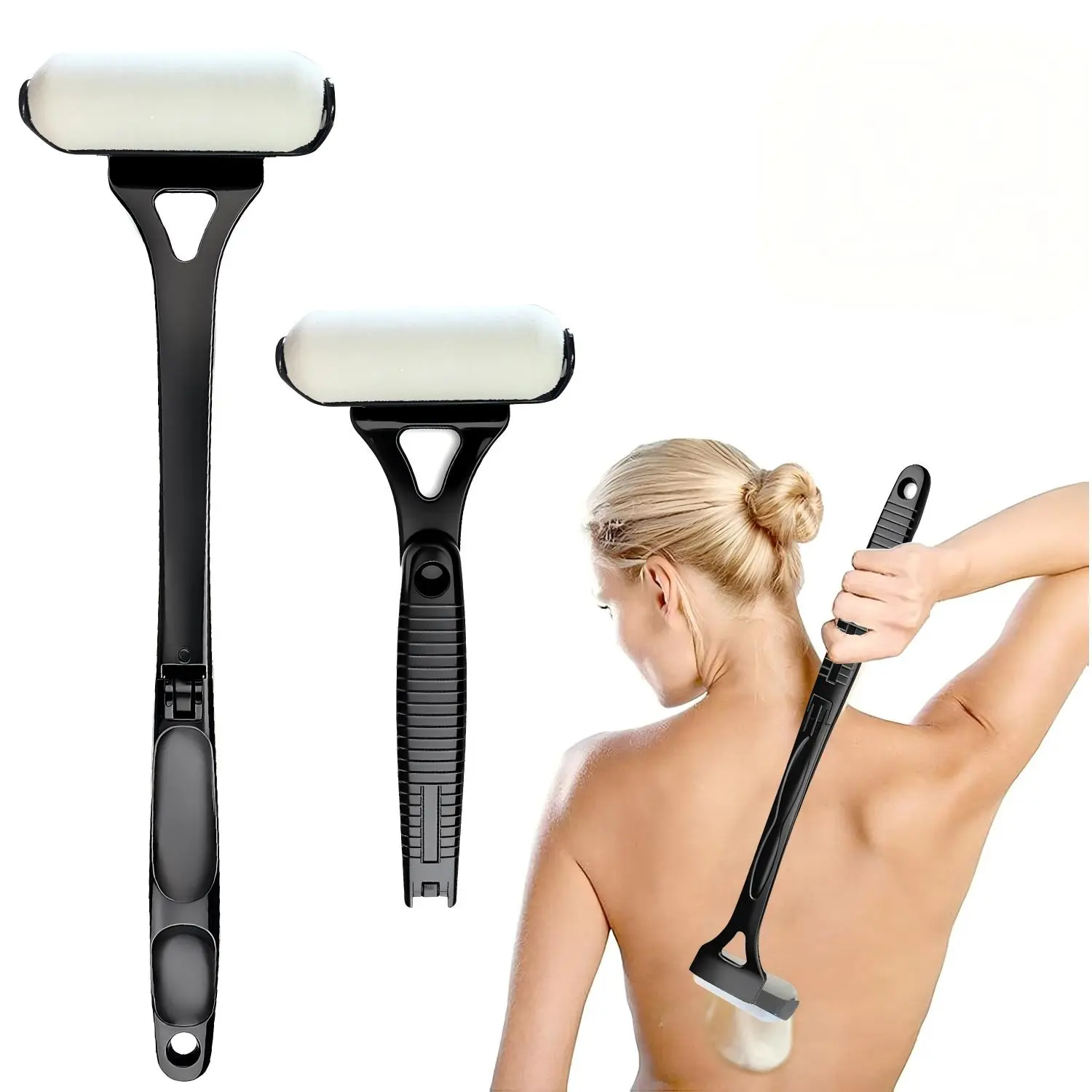 Foldable Back Lotion Applicator, Long Handle Body Lotion & Sunscreen Applicator for Hard-to-Reach Areas, Easy Self-Application Tool for Moisturizers, Creams & Oils, Portable Skin Care Tool