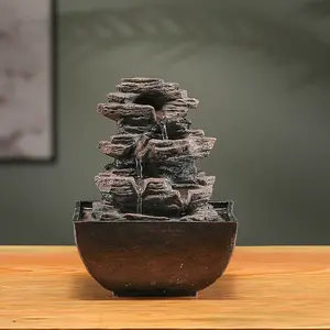 1PC desktop fountain, meditation waterfall, LED illuminated desktop fountain, vividly simulating rocks, suitable for home, office, bedroom decoration, living room decoration, hotel club decoration, USB powered desktop fountain